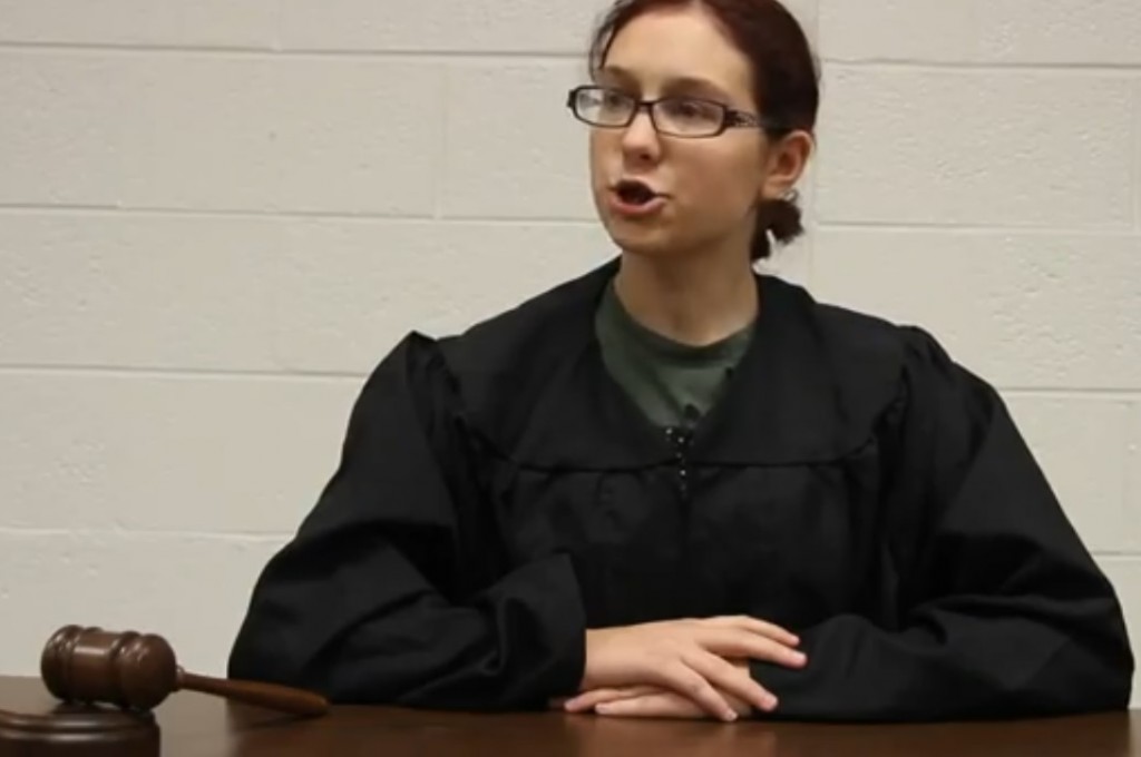school court room judge with braces